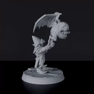Dedicated set for Bloodfields Sullen Swampfolk army - fantasy miniature of goblin Handler Urugash with helmet and flying beast