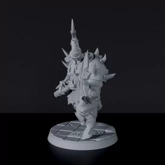 Miniature of Bogatur dwarf beast with halberd and armor - dedicated set for Corrupted Dwarfs army