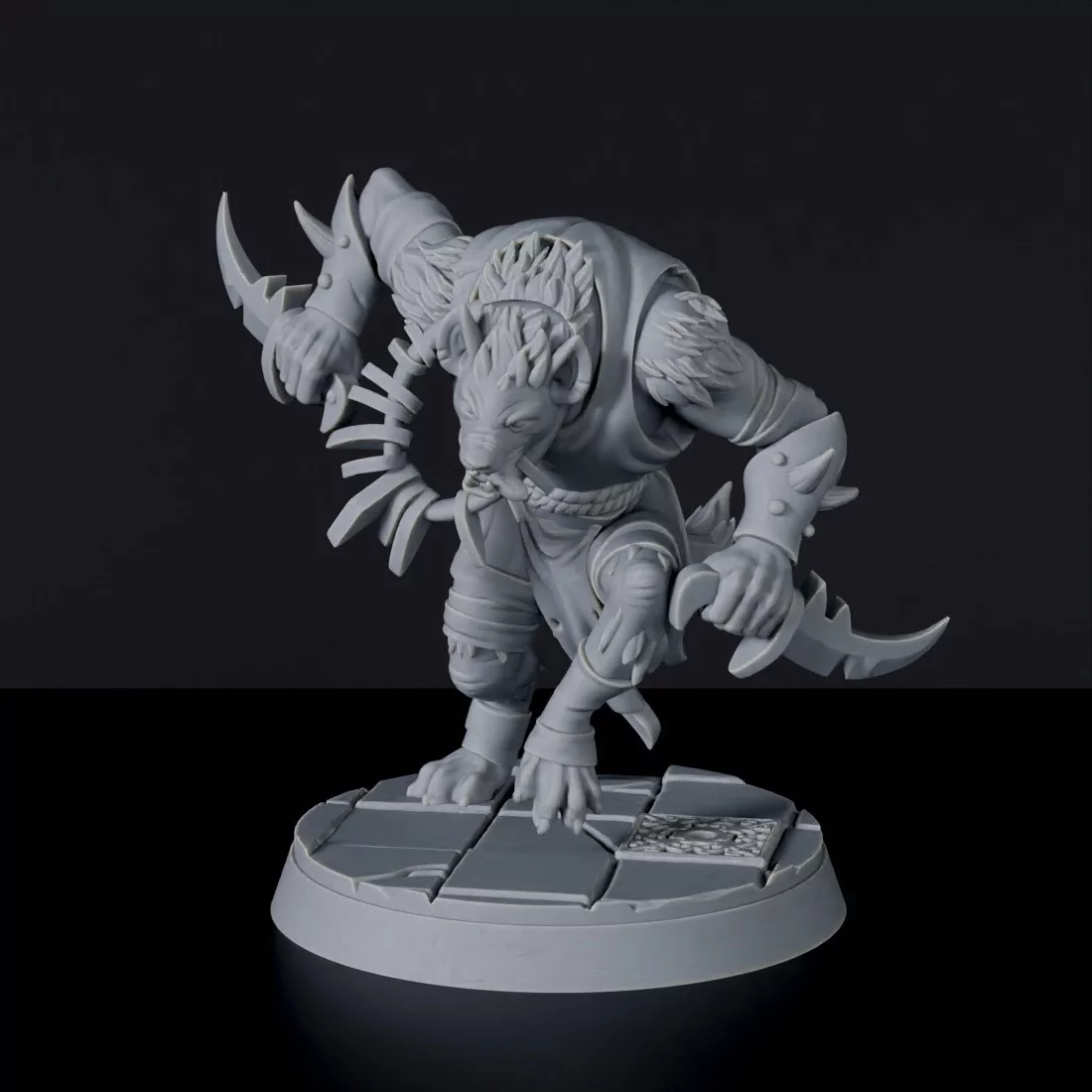 Fantasy miniatures of Sha wolf fighter with sword - dedicated set to army for Bloodfields tabletop RPG game
