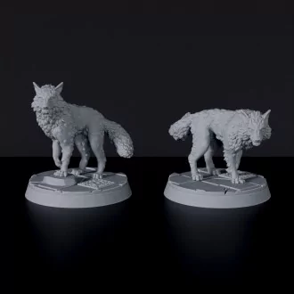 Fantasy miniatures of Neya & Taya two wolfs - dedicated set to army for Bloodfields tabletop RPG game