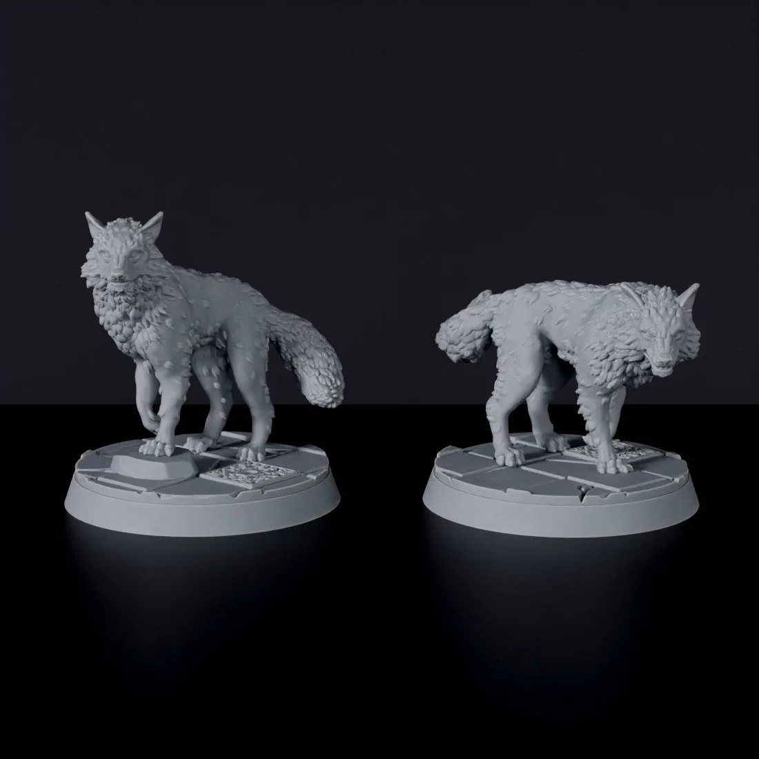 Fantasy miniatures of Neya & Taya two wolfs - dedicated set to army for Bloodfields tabletop RPG game