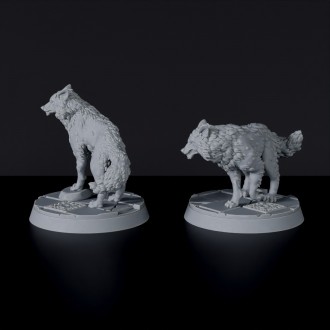 Miniature of Neya & Taya two wolfs - dedicated set for Bloodfields tabletop wargame