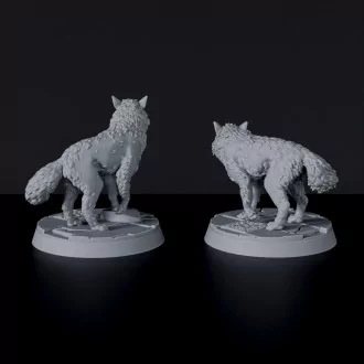 Fantasy miniature of Neya & Taya two wolfs - dedicated set to army for Bloodfields tabletop RPG game