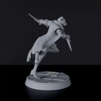 Dedicated set for Bloodfields Beastshape Tribe army - fantasy miniatures of Ikati cat warrior with knifes and cloak