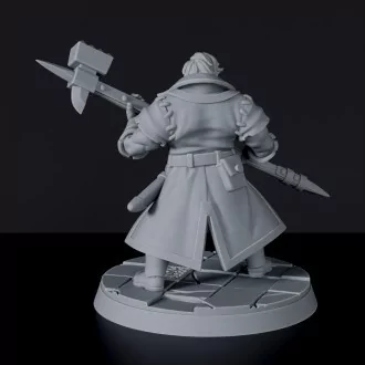Fantasy miniature of werewolf fighter Brutus the General with hammer - dedicated set to army for Bloodfields tabletop RPG game