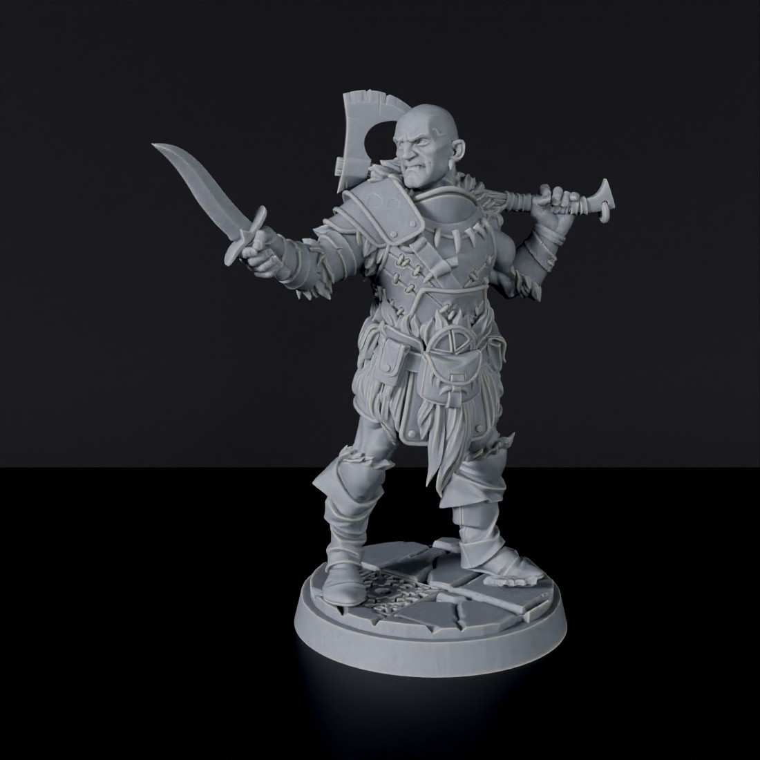 Miniature of Golatiah Male Fighter with with sword and axe - dedicated warrior set to army for fantasy tabletop RPG games