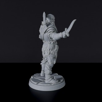 Dedicated warrior set for fantasy tabletop RPG army - Golatiah Male Fighter with sword and axe miniature