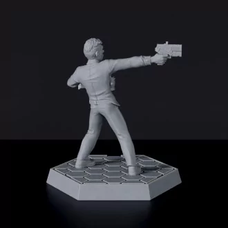 Sci fi human with tome and gun - Sheldon the Intern miniature for Gridwars Corporation army
