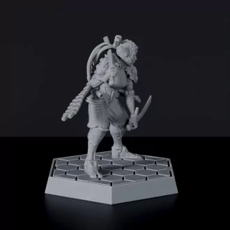 Siren Torifu - sci-fi female cyborg fighter with two swords and steel arm implant for Gridwars Corporation army