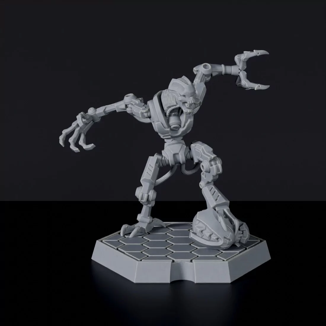Futuristic miniature of sci fi skeleton robot - Heartpiercer for Gridwars Cyber Cult army
