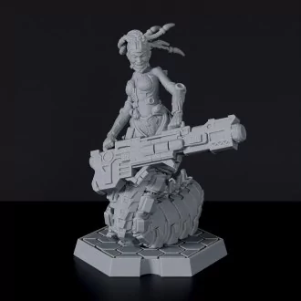 Futuristic miniature of sci fi female cyborg with big gun - Gorgona the Stonecold for Gridwars Cyber Cult army