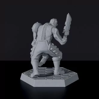 Sci fi male human fighter with steel arms - Grudge Cyber Psycho miniature for Gridwars Cyber Cult army
