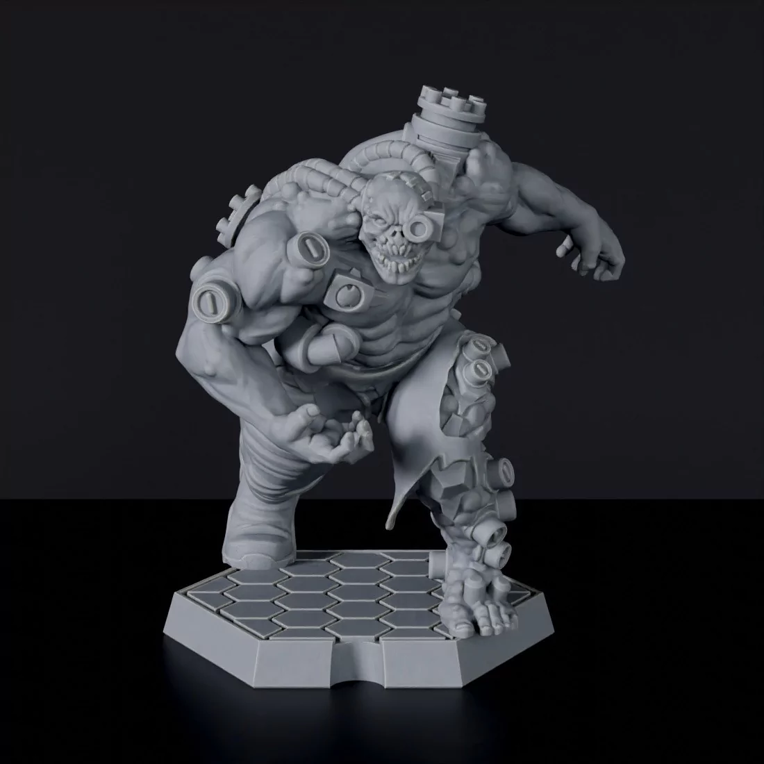 Futuristic miniature of sci fi undead monster with steel implants - Cyber Giant for Gridwars Cyber Cult army