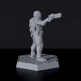 Prosecutor Harsh on foot miniature - sci-fi policeman with gun for Gridwars TCPD army