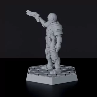 SCI-FI policeman miniature - Prosecutor Harsh on foot with gun for Gridwars tabletop wargame