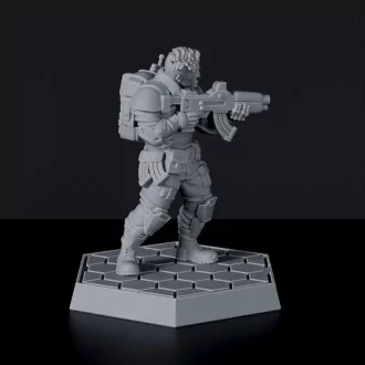 Officer Michael Blender miniature - sci-fi policeman with gun and backpack for Gridwars TCPD army