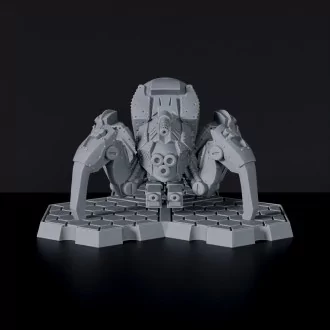 Futuristic miniature of police spider robot with guns - Exo-Bot Aranea for Gridwars TCPD army