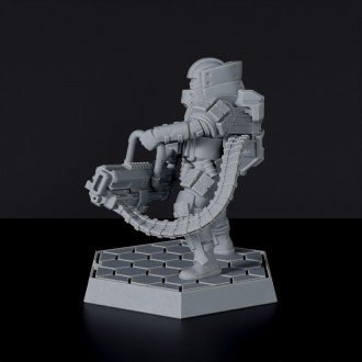 SCI-FI policeman miniature - Deputy Hardfall with machine gun and armor for Gridwars tabletop wargame
