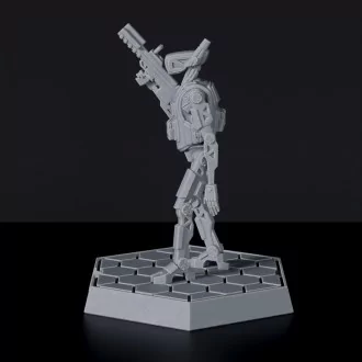 SCI-FI police robot with futuristic gun - Roger-One 3 for Gridwars tabletop wargame