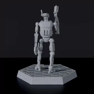 Sci fi police robot with futuristic gun - Roger-One 3 miniature for Gridwars TCPD army