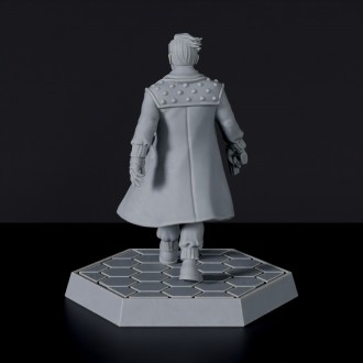 Sci fi male human police officer with cloak and futuristic gun - Ryan Ford miniature for Gridwars TCPD army