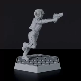 Samiko - sci-fi female human with futuristic guns and steel legs for Gridwars TCPD army