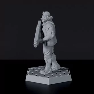 SCI-FI male orc fighter with futuristic gun - Nick Chrombane for Gridwars tabletop wargame