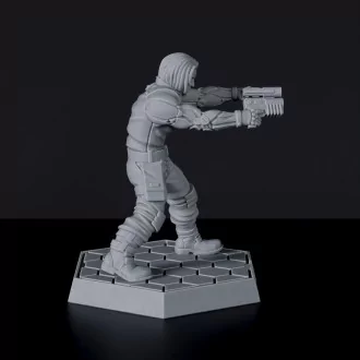 Strahva - sci-fi male human fighter with futuristic gun and steel arms for Gridwars Gangs of TC army