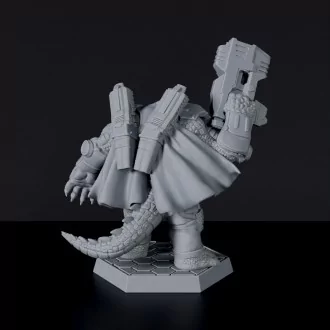 Sci fi beast lizard fighter with gun and steel implants - Crocko Bo miniature for Gridwars Star Smugglers army