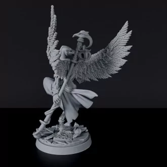 Miniature of Arakoa Male Monk with staff - dedicated fantasy set to army for tabletop RPG games