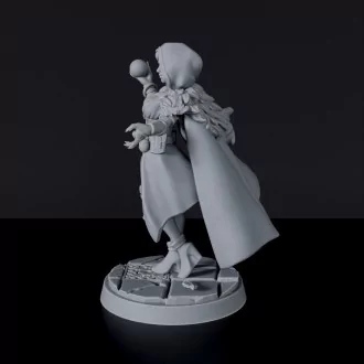 Miniature of Human Female Warlock ver. 1 with sphere and cloak - dedicated wizard set for fantasy tabletop RPG games