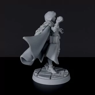 Dedicated sorcerer set for fantasy tabletop RPG army - Human Female Wizard ver. 1 miniature with sphere
