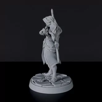 Miniature of Elf Female Bard with bow and quiver- dedicated fantasy set for tabletop roleplaying games and collectors