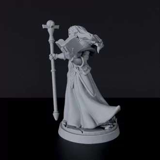 Miniature of Elf Male Warlock with staff and cloak - dedicated sorcerer set for fantasy tabletop RPG games and collectors