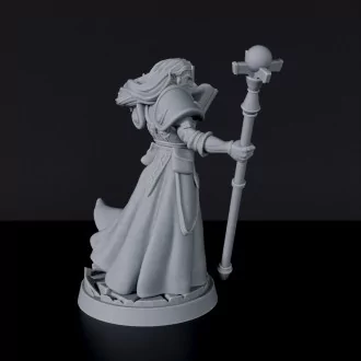 Dedicated warlock set for fantasy tabletop RPG army - Elf Male Wizard miniature with staff and tome