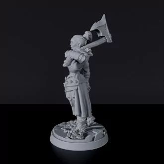 Miniature of Half-Orc Female Barbarian - fighter with axe - dedicated warrior set for fantasy tabletop RPG games and collectors