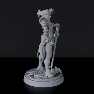 Dedicated warrior set for fantasy tabletop RPG army - Human Female Paladin miniature with armor and sword