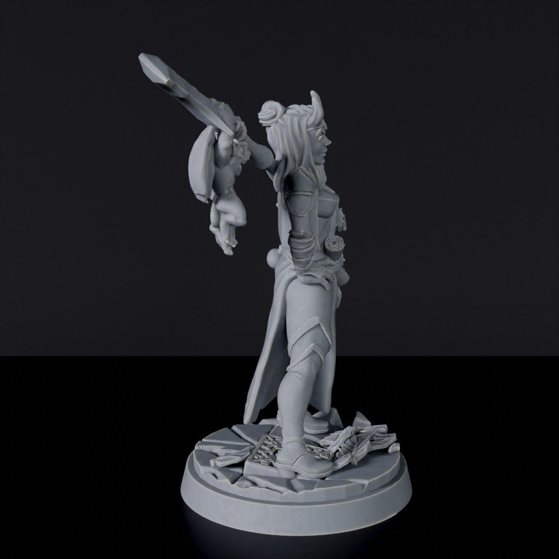 Tiefling Female Warlock - fantasy miniature - tabletop RPG games