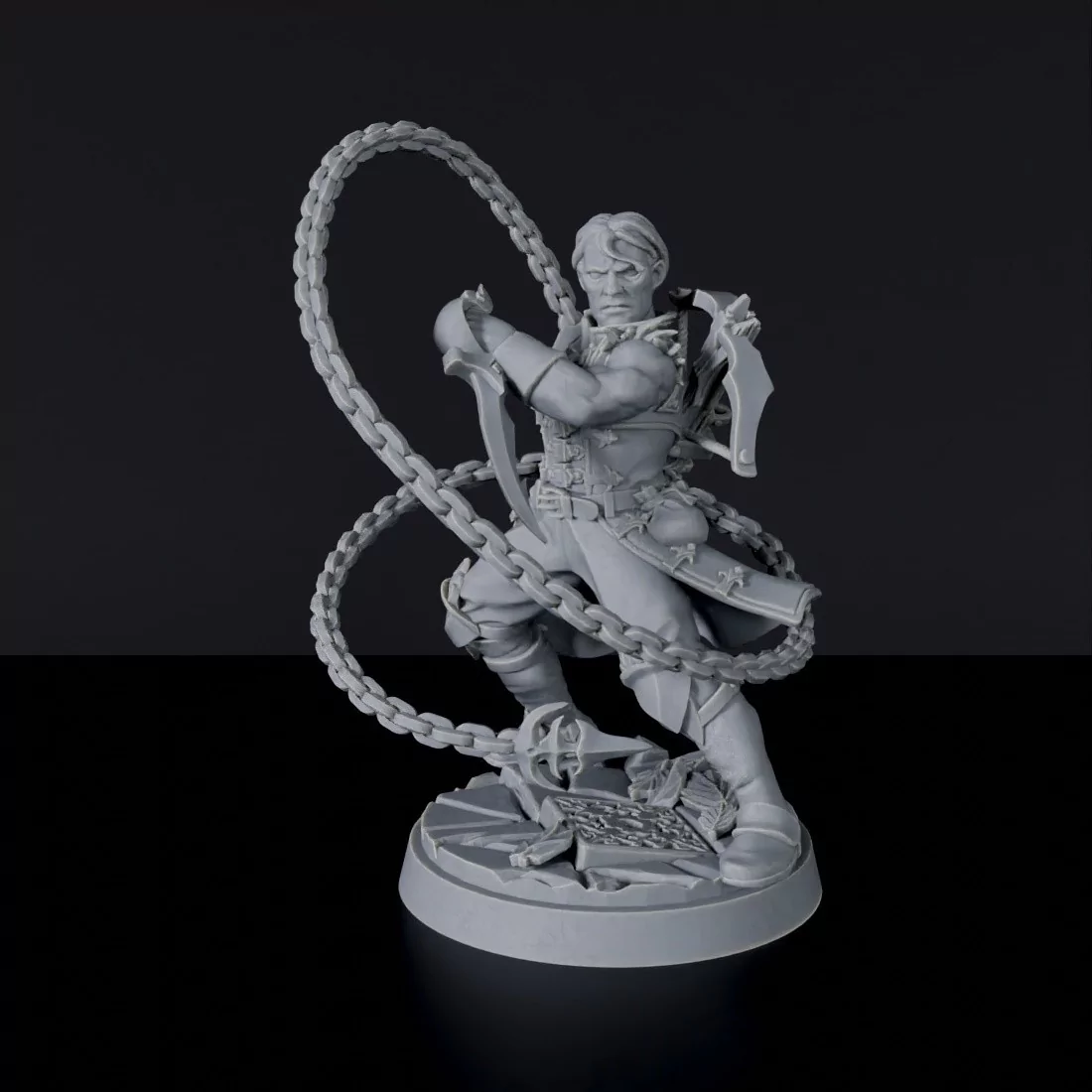 Miniature of Human Male Ranger with crossbow archer - dedicated set to army for fantasy tabletop RPG games