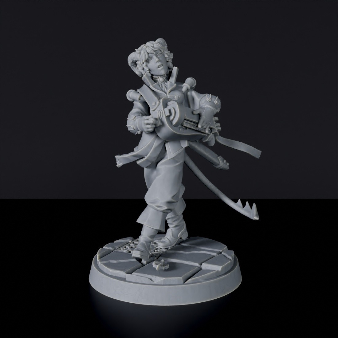 Miniature of Tiefling Female Bard - dedicated set to army for fantasy tabletop RPG games Tiefling Female Bard