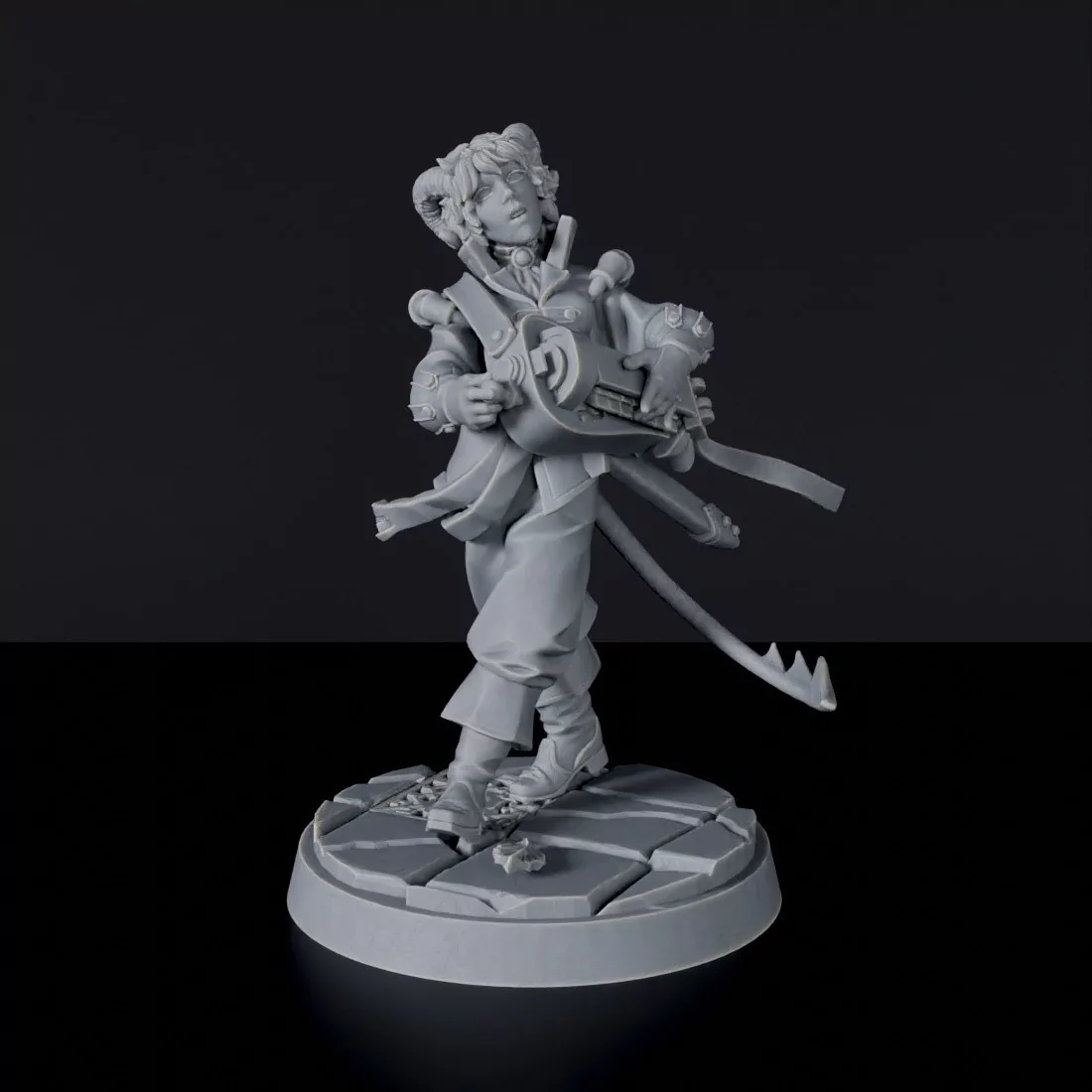 Miniature of Tiefling Female Bard - dedicated set to army for fantasy tabletop RPG games