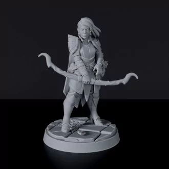 Miniature of Human Female Ranger with quiver, bow and cloak - dedicated archer set to army for fantasy tabletop RPG games