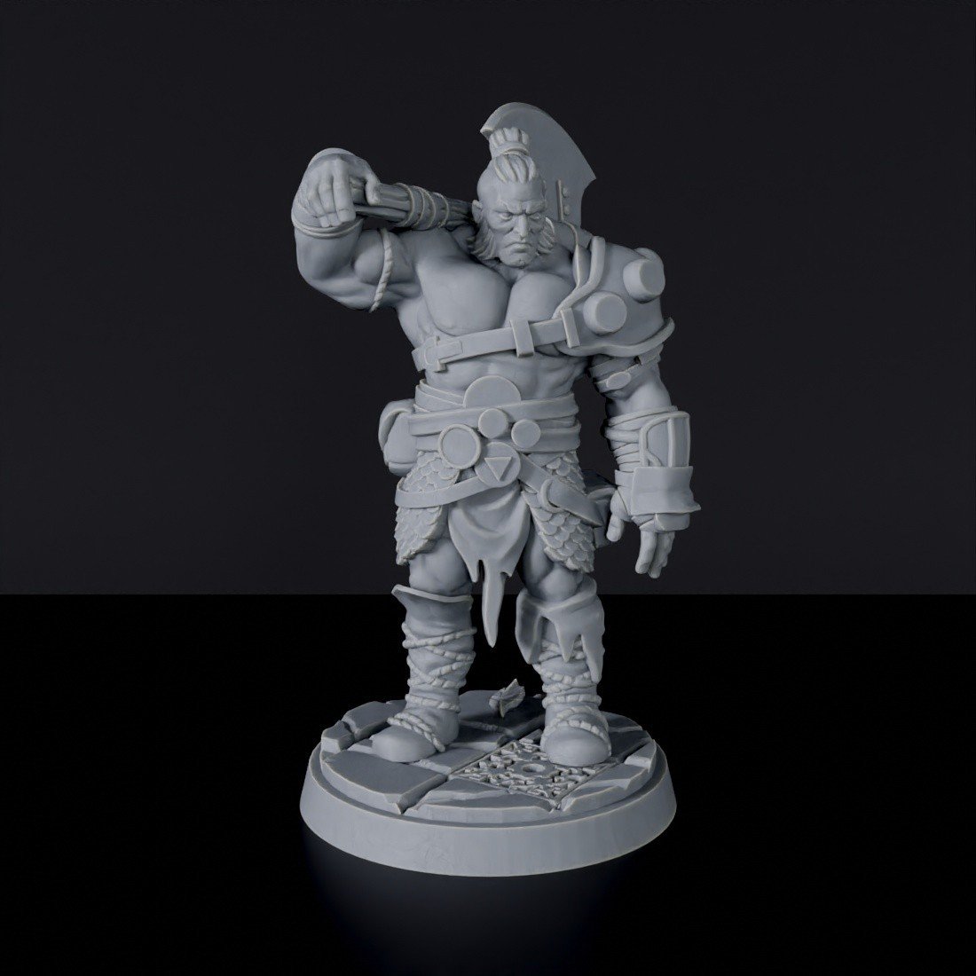 Half-Orc Male Barbarian - warrior with axe fantasy miniatures - RPG