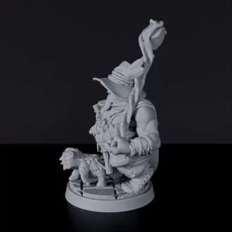 Miniature of Dwarf Male Druid ver. 1 with owl and staff - dedicated fantasy set for tabletop RPG games