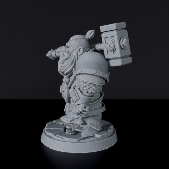 Miniature of Dwarf Male Fighter ver. 1 with armor and hammer  - dedicated warrior set for fantasy tabletop RPG games