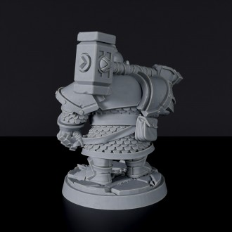 Miniature of Dwarf Male Fighter ver. 1 with hammer and armor - dedicated warrior set to army for fantasy tabletop RPG games