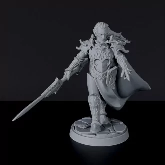 Miniature of Human Male Fallen Paladin with sword and armor for fantasy tabletop role-playing games