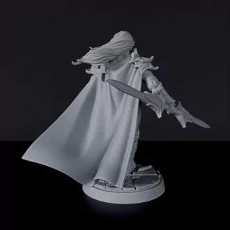 Miniature of Human Male Fallen Paladin with sword and cloak - dedicated set to army for fantasy tabletop RPG games