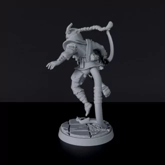 Miniature of Tiefling Male Rogue with sword - dedicated thief set for fantasy tabletop roleplaying games and collectors