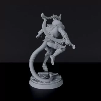 Miniature of Tiefling Male Rogue with sword - dedicated thief set to army for fantasy tabletop RPG games